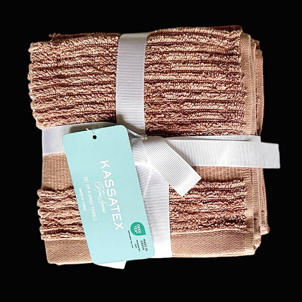 Kassatex 4 Pc Cotton Washcloth Set  NEW WITH TAGS